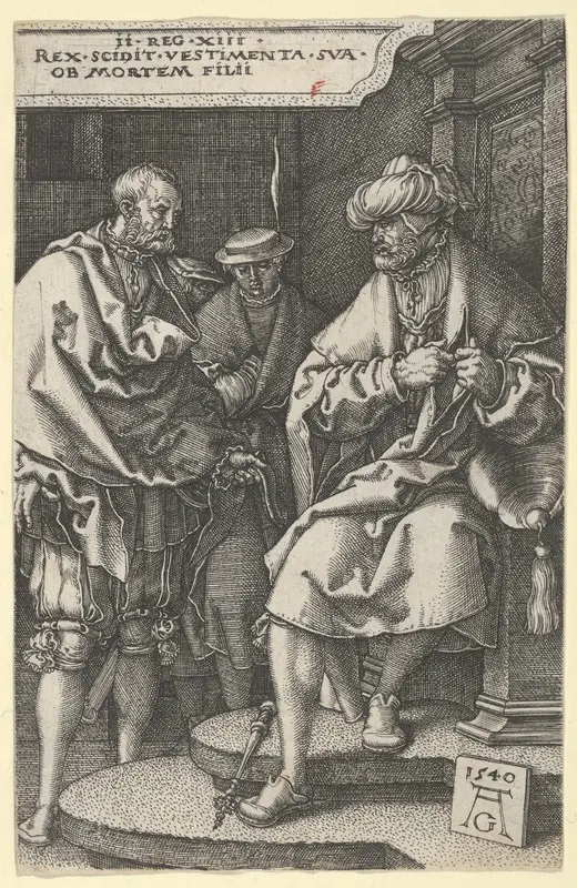 David Tearing His Clothes in Grief, from "The Story of Amnon and Tamar" Wall Art by Heinrich Aldegrever - High-Resolution Digital Print
