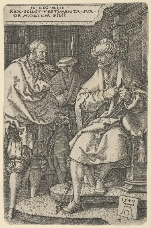 David Tearing His Clothes in Grief Wall Art by Heinrich Aldegrever - High-Resolution Digital Print
