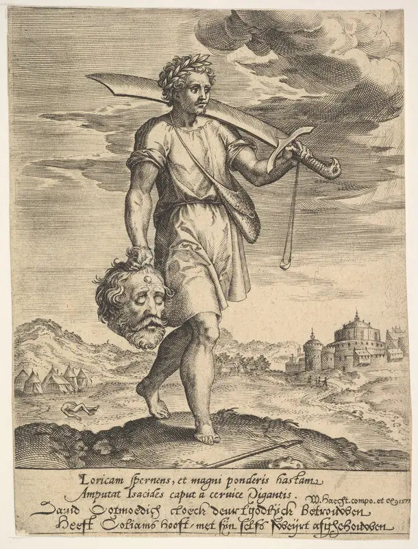 David with the Head of Goliath Wall Art by Hieronymus (Jerome) Wierix - High-Resolution Digital Print