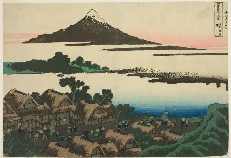 Dawn at Isawa in Kai Province (Koshu Isawa no akatsuki), from the series "Thirty-six Views of Mount Fuji (Fugaku sanjurokkei)"
