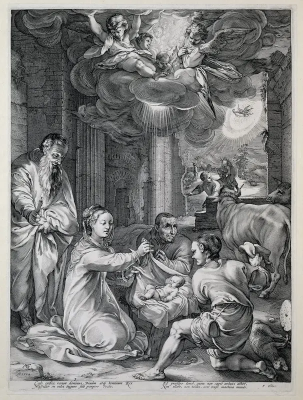 De aanbidding der herders Wall Art by Hendrick Goltzius - High-Resolution Digital Print
