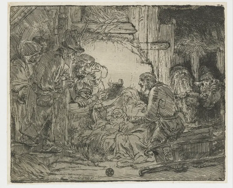 De aanbidding der herders: met de olielamp Wall Art by Unknown - High-Resolution Digital Print