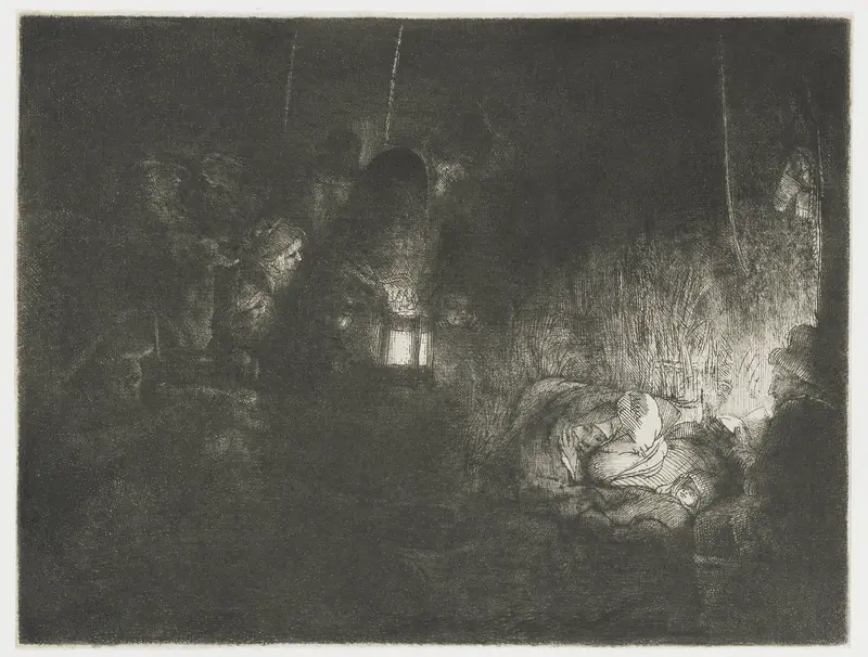 De aanbidding der herders: nachtstuk Wall Art by Rembrandt van Rijn - High-Resolution Digital Print