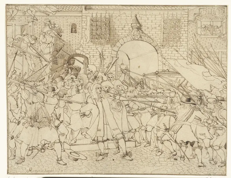 De aanval door de menigte op Johan en Cornelis de Witt, 1672 Wall Art by anonymous - High-Resolution Digital Print