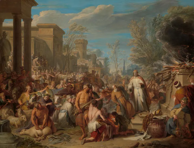 De afgoderij van Jerobeam Wall Art by Jacques Ignatius de Roore - High-Resolution Digital Print