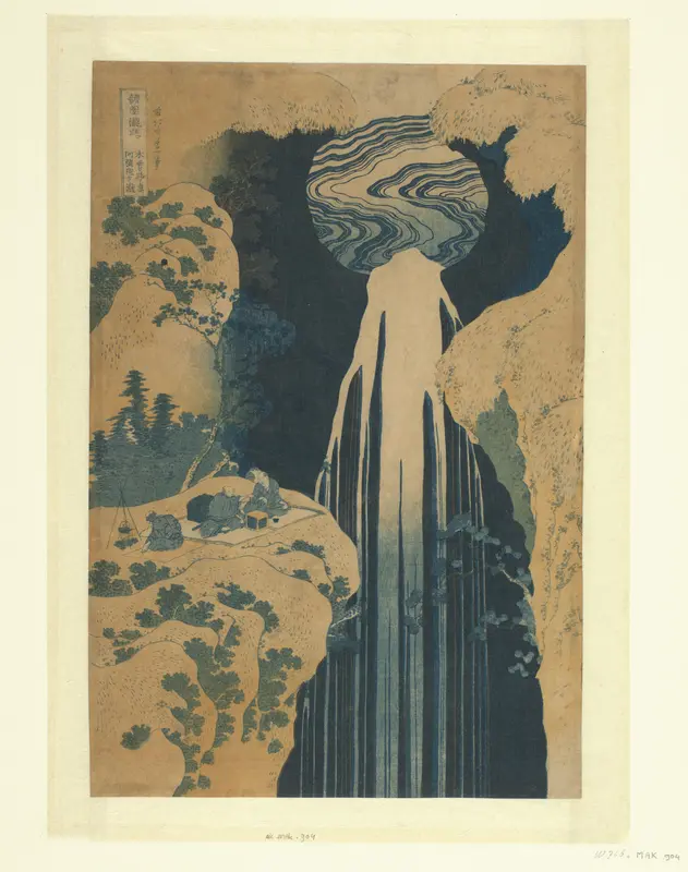 De Amida waterval langs de Kisokaido Wall Art by Unknown - High-Resolution Digital Print