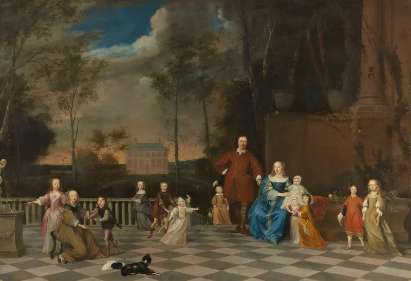 De Amsterdamse koopman Jeremias van Collen (1608-1676), zijn vrouw en hun twaalf kinderen. Wall Art by Unknown - High-Resolution Digital Print