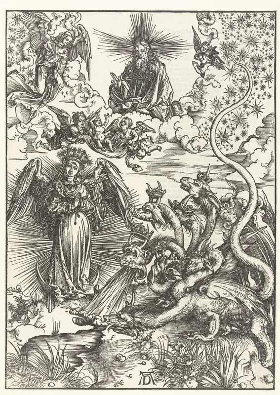 De apocalyptische vrouw en de zevenkoppige draak Wall Art by Unknown - High-Resolution Digital Print