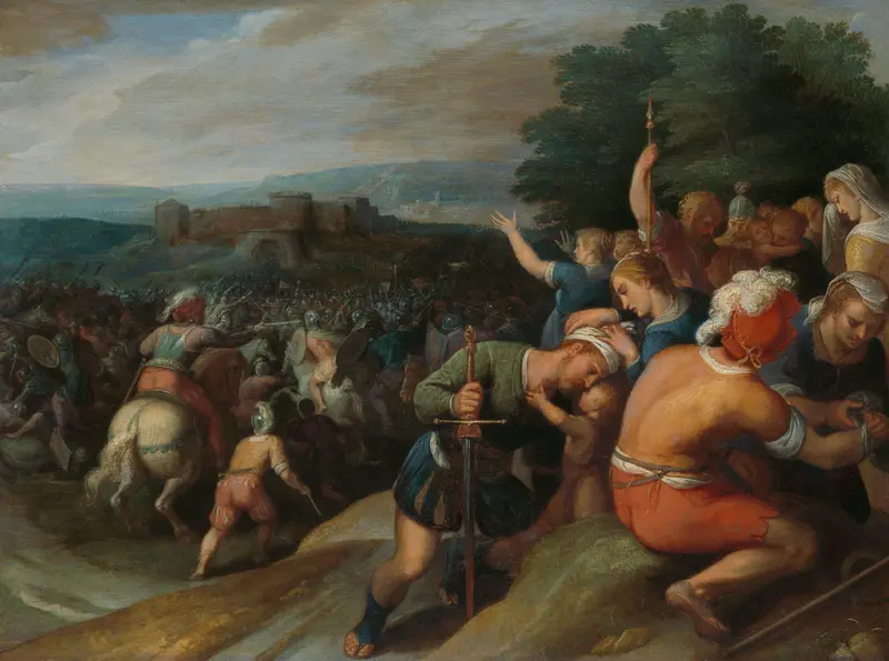 De Bataven sluiten de Romeinen bij Vetera in Wall Art by Otto van Veen - High-Resolution Digital Print