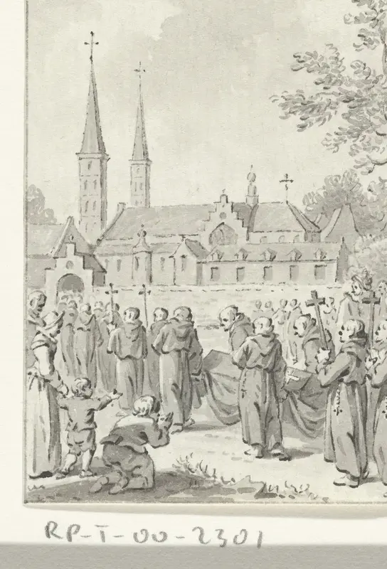 De begrafenis van St. Jeroen te Egmond, omstreeks 835 Wall Art by Jacobus Buys - High-Resolution Digital Print