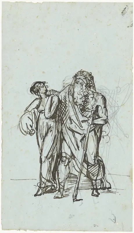De blinde Oedipus door Antigone geleid Wall Art by David Pièrre Giottino Humbert de Superville - High-Resolution Digital Print