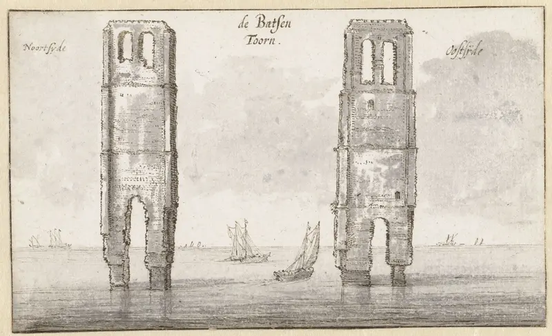 De bouwvallen van de toren van Bath in Zeeland Wall Art by Claes Jansz. Visscher (II) - High-Resolution Digital Print