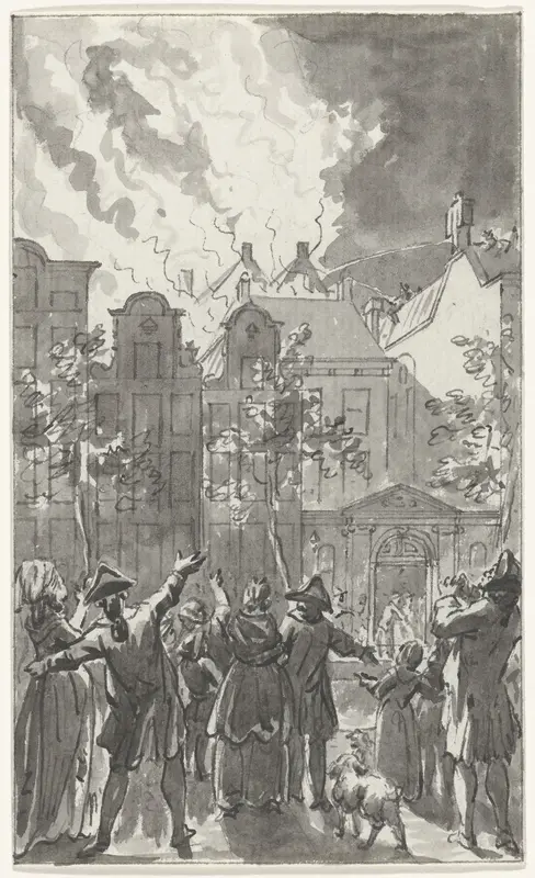 De brand in de schouwburg aan de Keizersgracht te Amsterdam, 11 mei 1772 Wall Art by Jacobus Buys - High-Resolution Digital Print