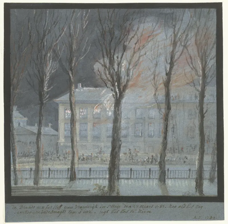De brand in het huis van de Franse Ambassadeur te Den Haag, 27 maart 1782 Wall Art by Aert Schouman - High-Resolution Digital Print