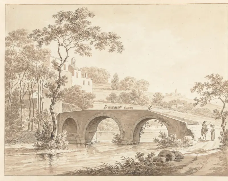 De brug over de Tiber bij Narni in de Romeinse Campagna Wall Art by Daniël Dupré - High-Resolution Digital Print