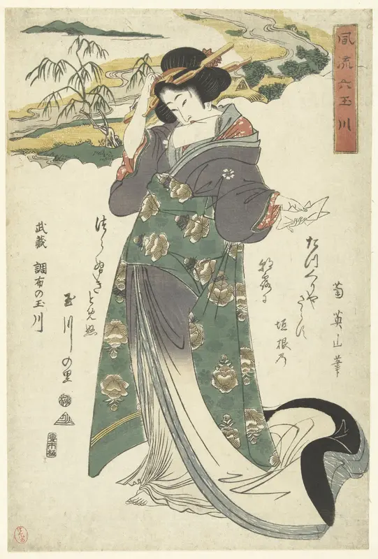 De Chofu Tama rivier in de provincie Musashi Wall Art by Unknown - High-Resolution Digital Print