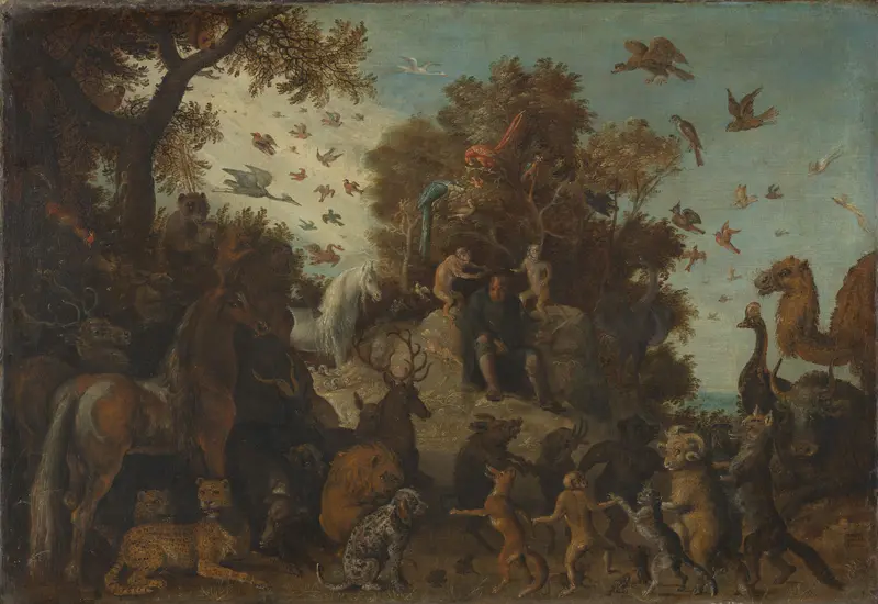 De dichter op het feest der dieren gekroond door twee apen Wall Art by Unknown - High-Resolution Digital Print