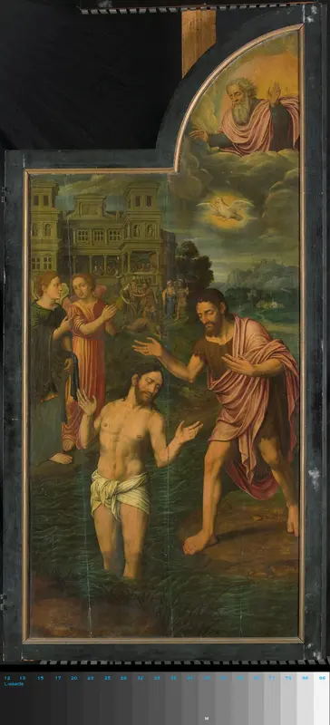 De doop van Christus in de Jordaan, rechter paneel van een drieluik Wall Art by Jan van Coninxloo (II) - High-Resolution Digital Print