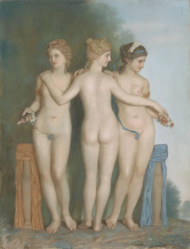 De Drie Gratiën naar de antieke Romeinse beeldengroep in de Galleria Borghese te Rome Wall Art by Jean-Etienne Liotard - High-Resolution Digital Print