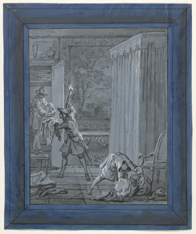 De echtgenoot, de vrouw en de dief / Le Mari, la Femme et le Voleur Wall Art by Jean-Baptiste Oudry - High-Resolution Digital Print