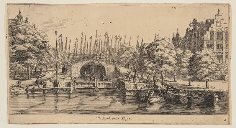De Eenhorns Sluys, from Views of Amsterdam Wall Art by Reinier Nooms, called Zeeman - High-Resolution Digital Print
