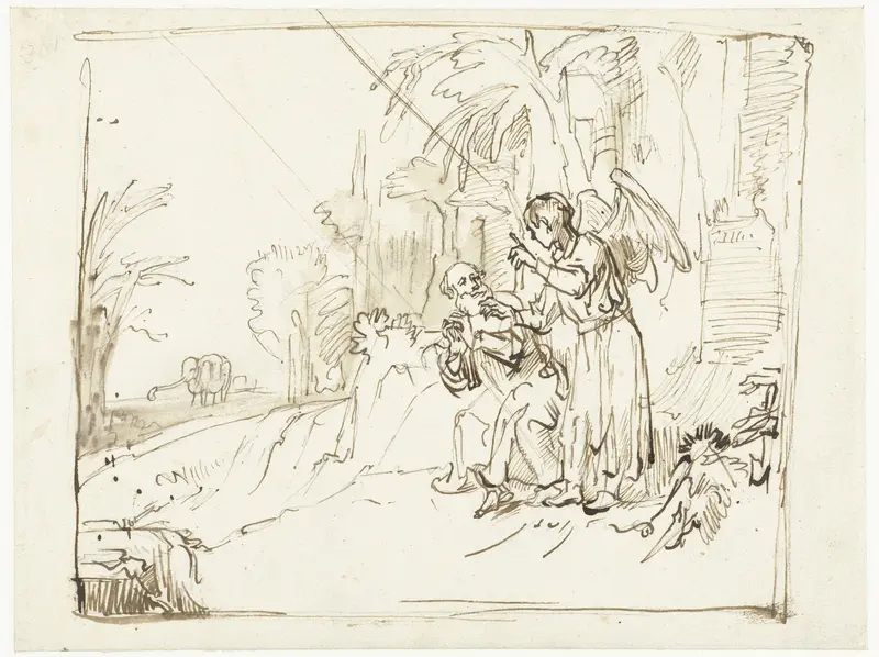 De engel verschijnt aan Elia in de woestijn Wall Art by Unknown - High-Resolution Digital Print