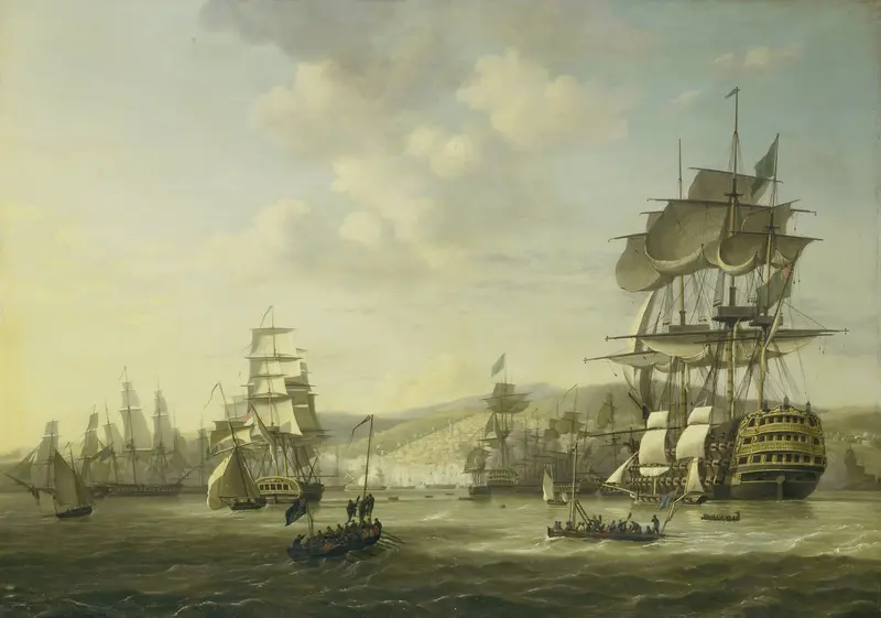 De Engels-Nederlandse vloot in de Baai van Algiers ter ondersteuning van het ultimatum tot vrijlating van christenslaven, 26 augustus 1816 Wall Art by Nicolaas Baur - High-Resolution Digital Print