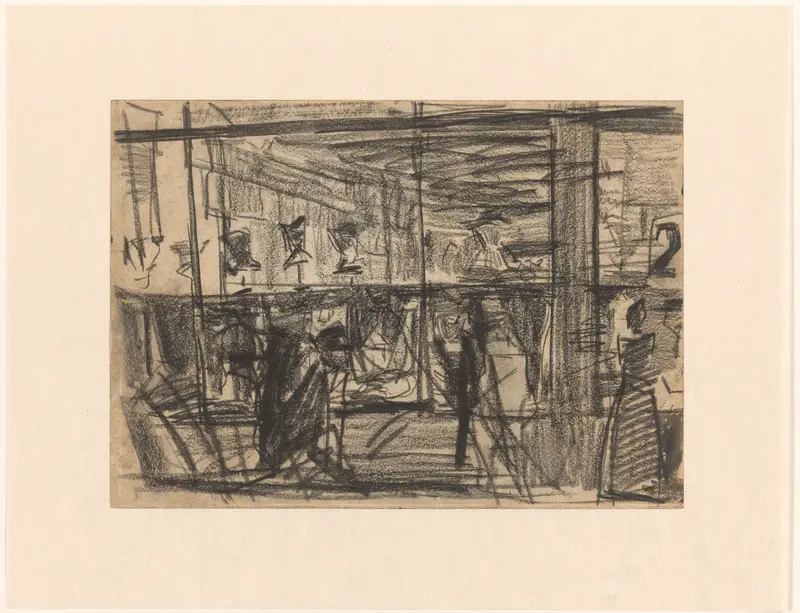 De etalage van een hoedenwinkel op de Nieuwendijk in Amsterdam bij avond Wall Art by Isaac Israels - High-Resolution Digital Print