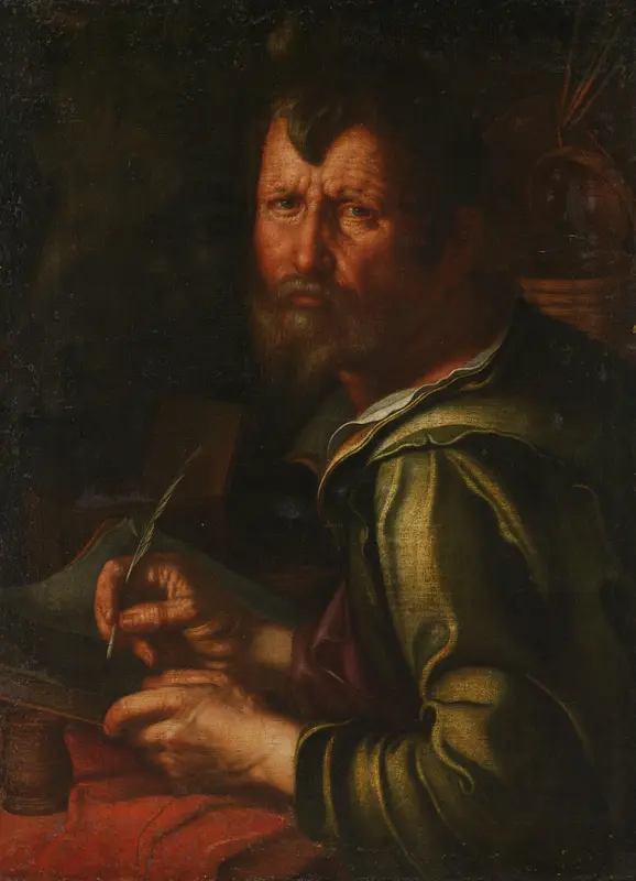 De evangelist Lucas Wall Art by Joachim Wtewael - High-Resolution Digital Print