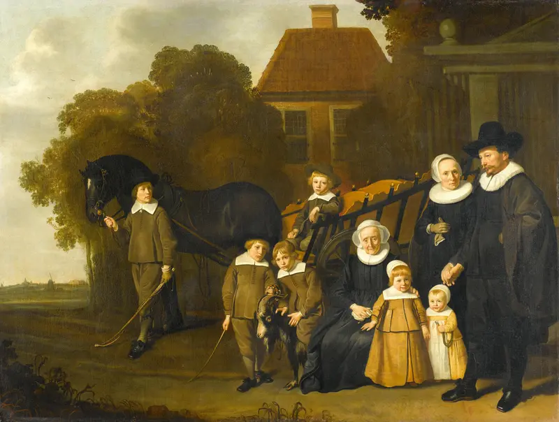 De familie Meebeeck Cruywagen bij de poort van hun buitenhuis aan de Uitweg bij Amsterdam Wall Art by Unknown - High-Resolution Digital Print