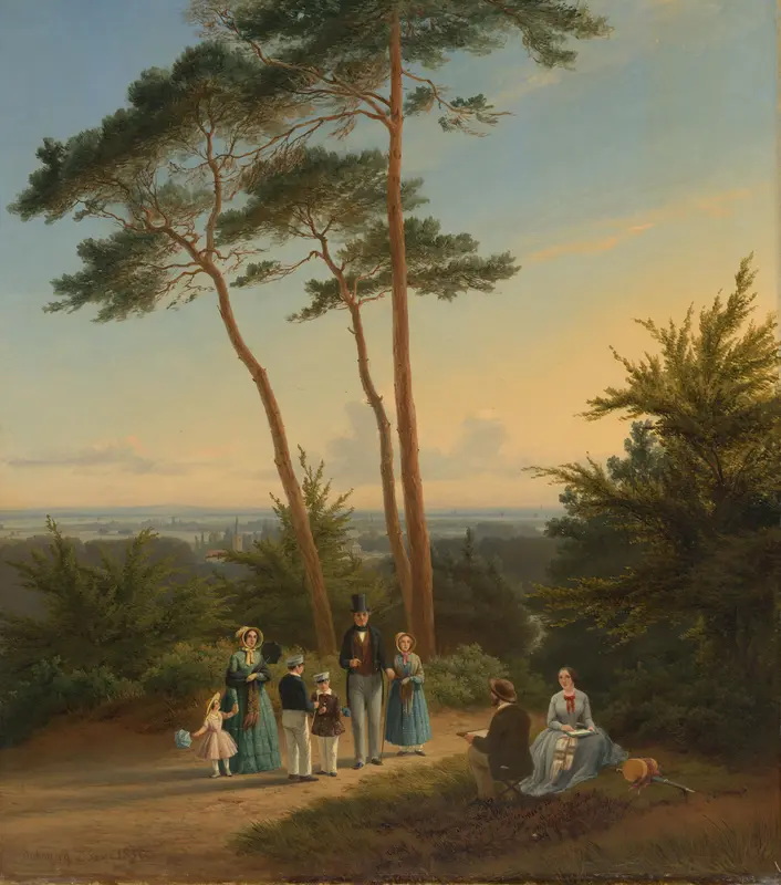 De familie van Isaac Jacobus Rochussen (1794-1881) en Hermina Johanna Maria Scharff (1808-1875) geschilderd door de kunstenaar Wall Art by Pierre Louis Dubourcq - High-Resolution Digital Print