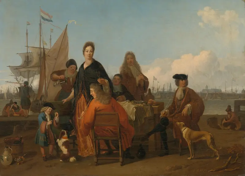 De families Bakhuysen en de Hooghe aan de maaltijd op de Mosselsteiger aan het IJ te Amsterdam Wall Art by Unknown - High-Resolution Digital Print