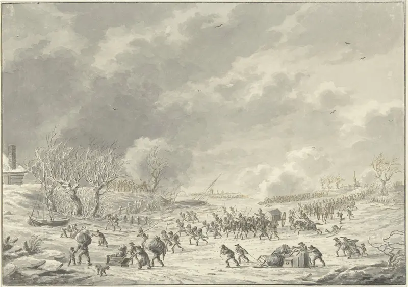 De Fransen trekken over de Waal bij Bommel, januari 1795 Wall Art by Dirk Langendijk - High-Resolution Digital Print