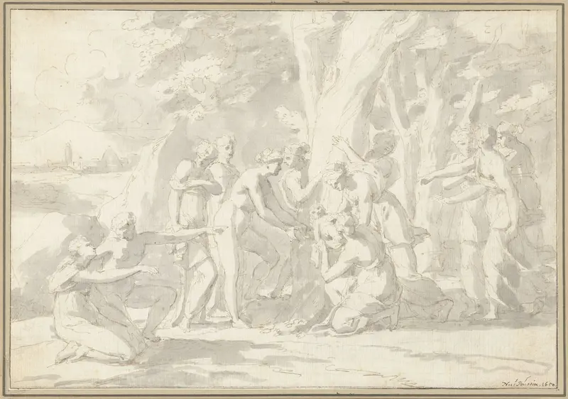 De geboorte van Adonis uit de in een boom veranderde Myrrha Wall Art by Nicolas Poussin - High-Resolution Digital Print