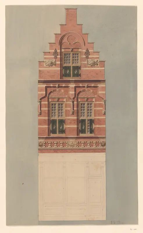 De gevel van Huis Crimpert Salm te Dordrecht uit 1621 Wall Art by Jan Veth - High-Resolution Digital Print