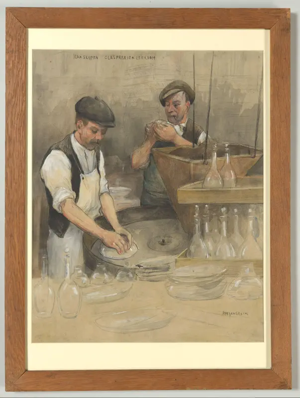 De glasfabriek te Leerdam: vlakslijpen Wall Art by Herman Heijenbrock - High-Resolution Digital Print
