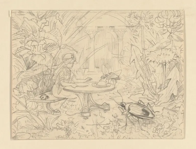 De Grasprinses aan een tafel met insecten Wall Art by Edzard Koning - High-Resolution Digital Print