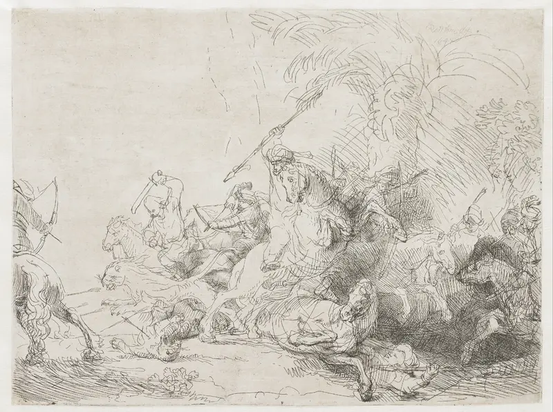 De grote leeuwenjacht Wall Art by Unknown - High-Resolution Digital Print