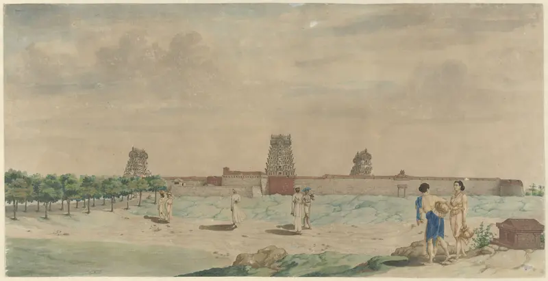 De grote Pagode te Chalembron, India Wall Art by Carel Frederik Reimer - High-Resolution Digital Print