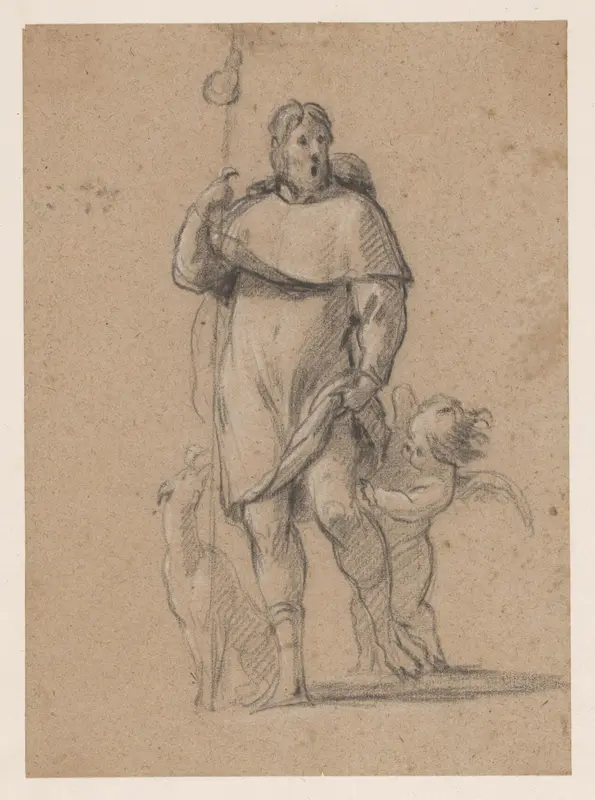 De H. Rochus met hond en engeltje Wall Art by Simon Vouet - High-Resolution Digital Print