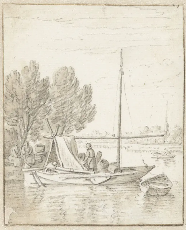 De halfoverdekte schuit Wall Art by Herman Saftleven - High-Resolution Digital Print
