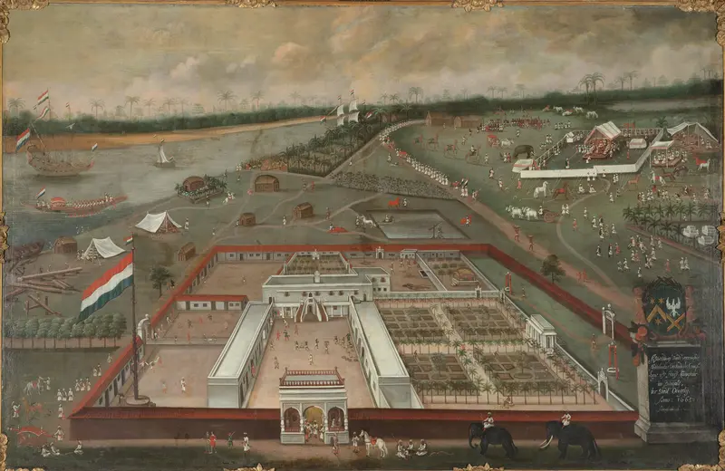 De handelsloge van de VOC in Hougly in Bengalen Wall Art by Hendrik van Schuylenburgh - High-Resolution Digital Print