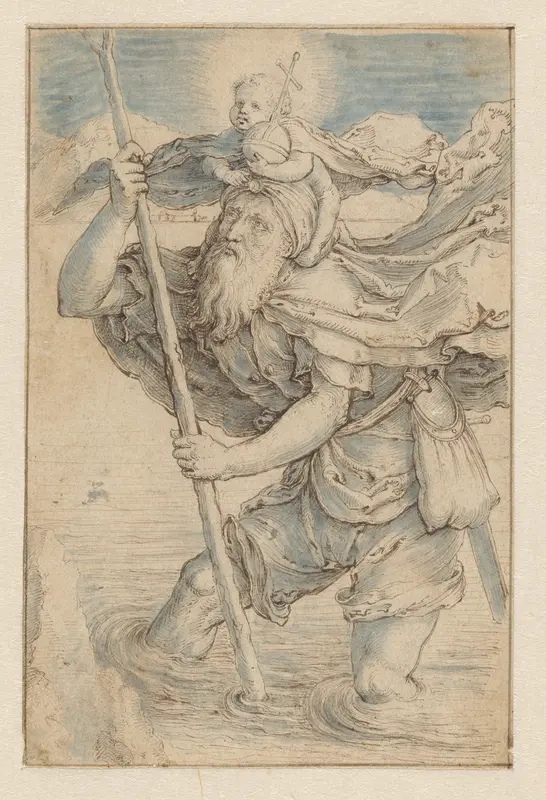 De heilige Christoffel met het Christuskind Wall Art by Jacques de Gheyn (II) - High-Resolution Digital Print