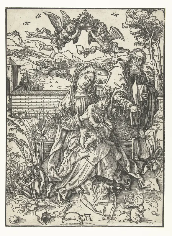 De Heilige Familie met drie hazen Wall Art by Unknown - High-Resolution Digital Print