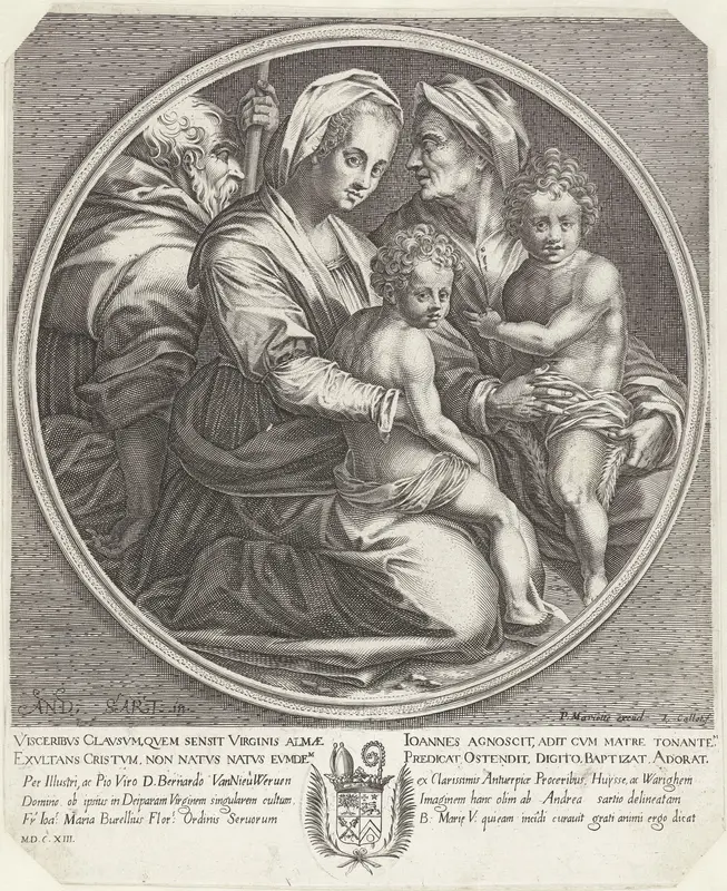 De Heilige Familie met Elisabet en Johannes Wall Art by Unknown - High-Resolution Digital Print