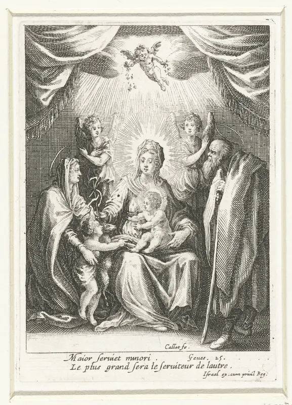 De Heilige Familie met Elizabeth en Johannes de Doper Wall Art by Unknown - High-Resolution Digital Print