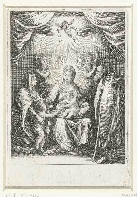 De Heilige Familie met Elizabeth en Johannes de Doper Wall Art by Jacques Callot - High-Resolution Digital Print