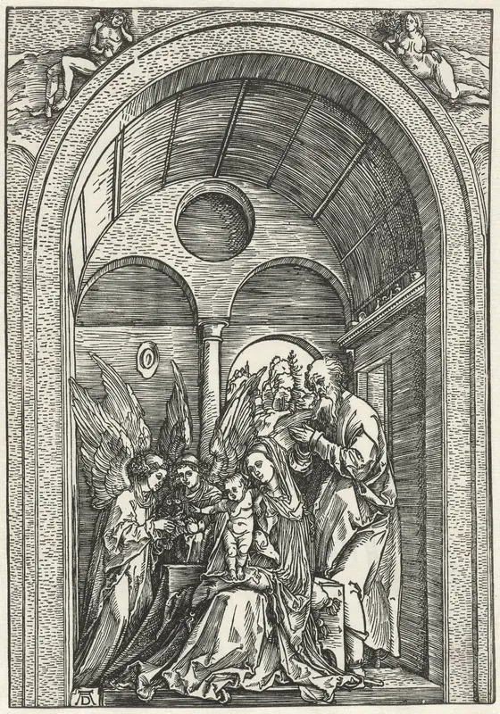 De Heilige Familie met twee engelen Wall Art by Unknown - High-Resolution Digital Print