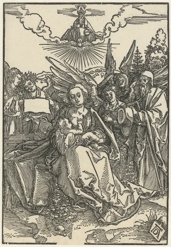 De Heilige Familie met vijf engelen Wall Art by Unknown - High-Resolution Digital Print