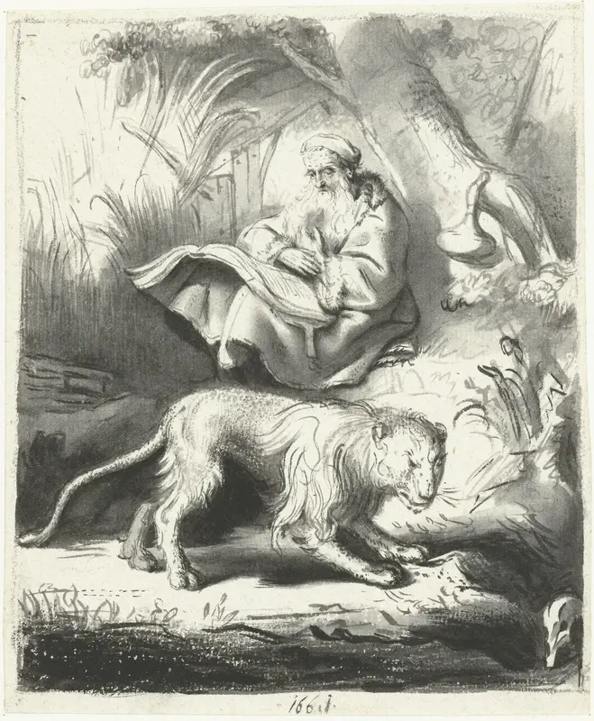 De Heilige Hieronymus in de woestijn Wall Art by Moses ter Borch - High-Resolution Digital Print